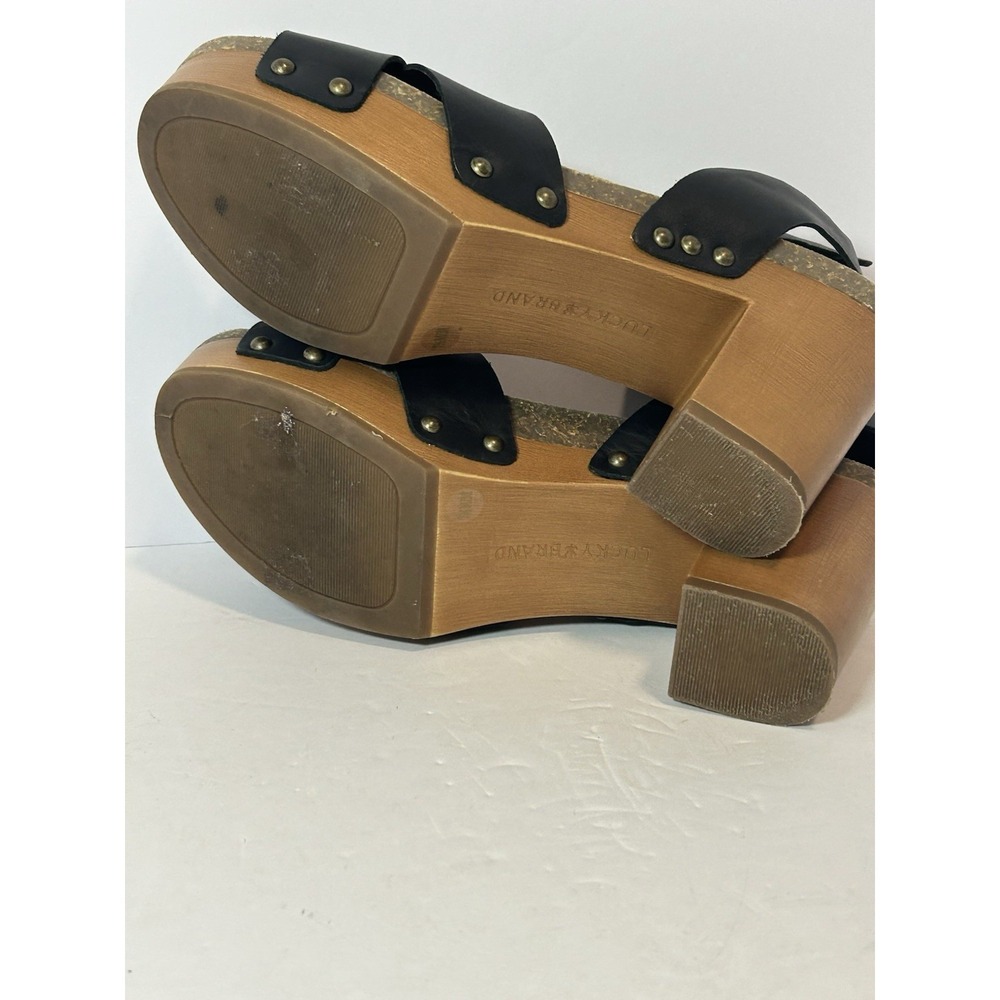 New 7.5 Lucky Brand Black Platform Sandal Block Heel Retro Hippie Shoes - Picture 5 of 8